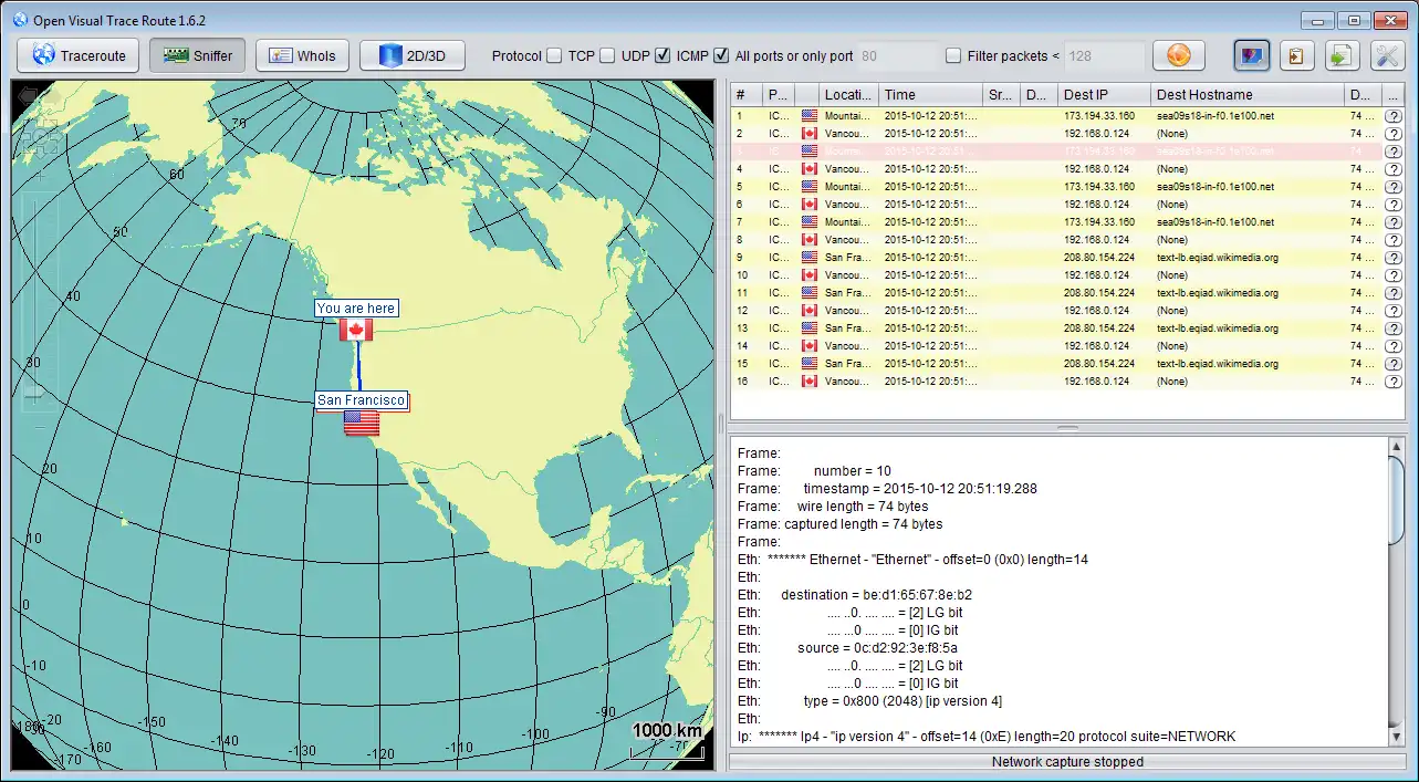 Download web tool or web app Open Visual Traceroute to run in Windows online over Linux online