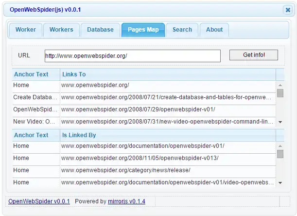 वेब टूल या वेब ऐप OpenWebSpider डाउनलोड करें