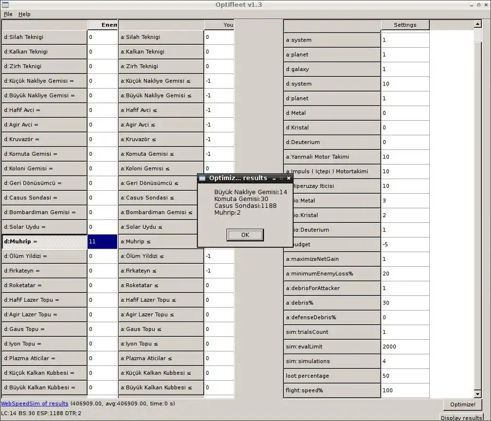 Mag-download ng web tool o web app Optifleet - ogame OPTImizer ng FLEET na tumakbo sa Windows online sa Linux online