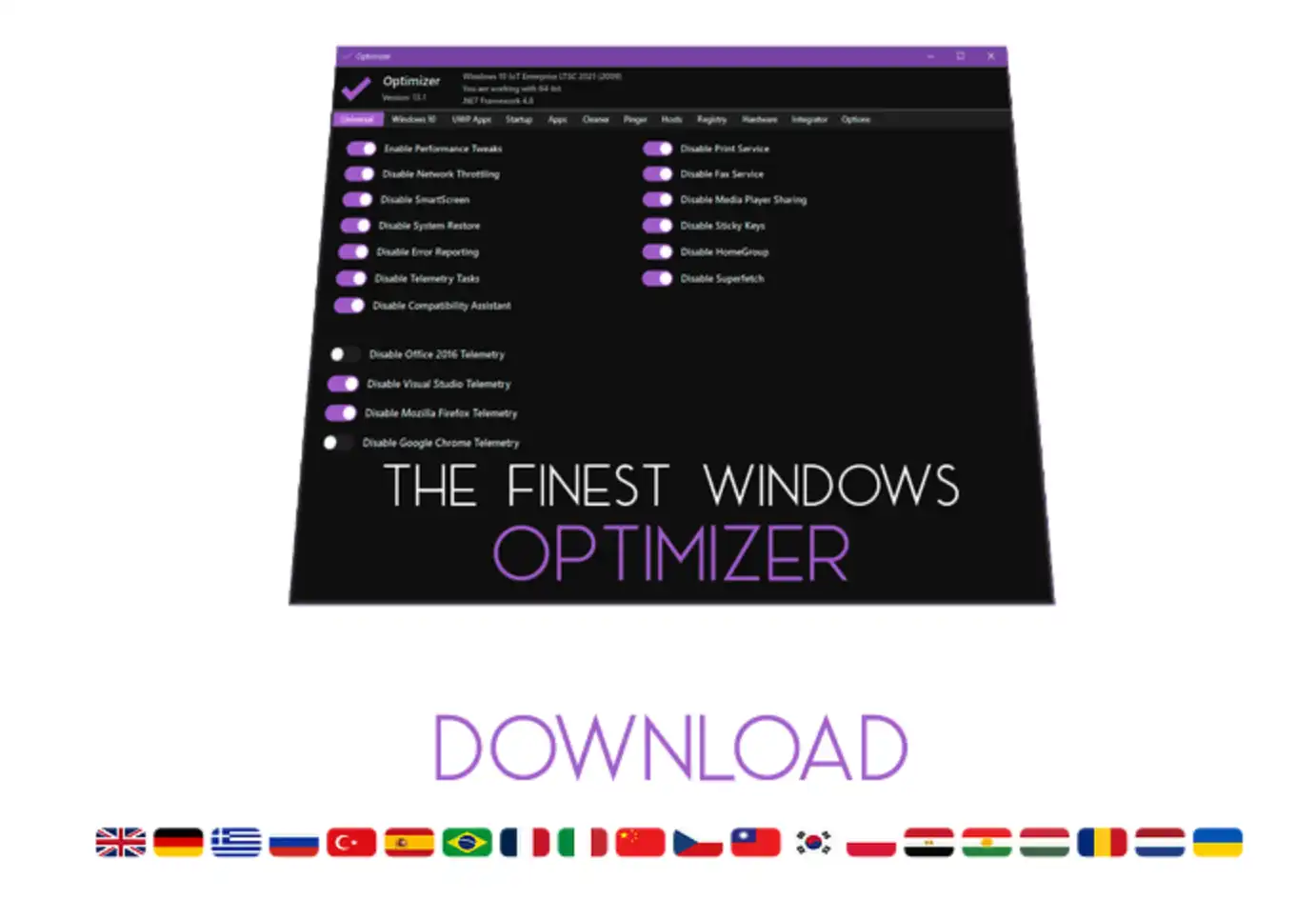 Download web tool or web app Optimizer