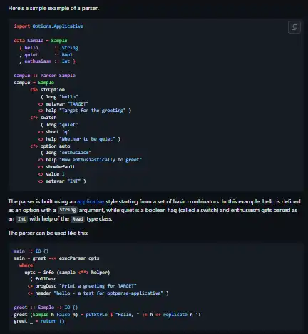 Descargue la herramienta web o la aplicación web optparse-applicative