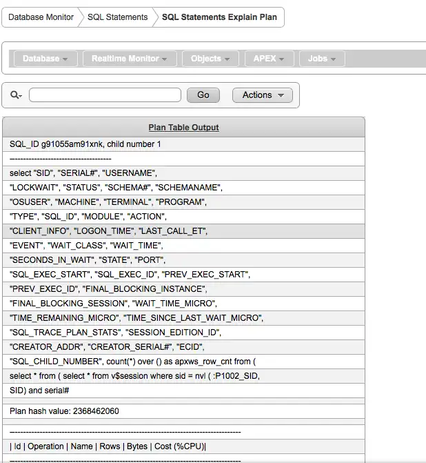 Scarica lo strumento Web o l'app Web Oracle Apex Database Monitor