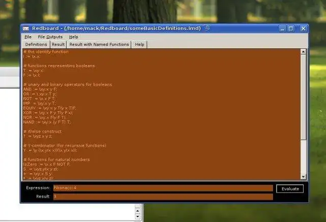 Téléchargez l'outil Web ou l'application Web Orangeboard Lambda Calculus Interpreter pour fonctionner sous Linux en ligne