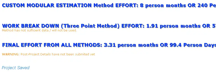 Download web tool or web app Orange Effort Estimation Tool