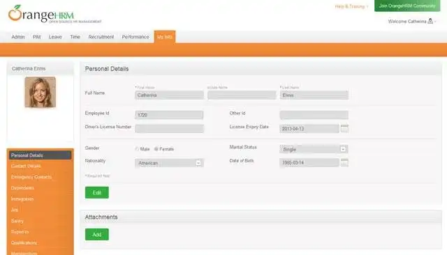 웹 도구 또는 웹 앱 다운로드 OrangeHRM - 인적 자원 관리