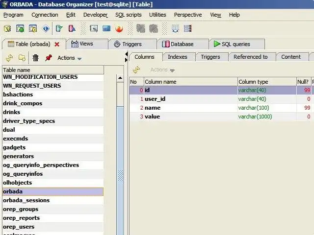 Download web tool or web app Orbada - Database manager