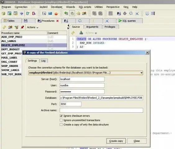 Download web tool or web app Orbada - Database manager