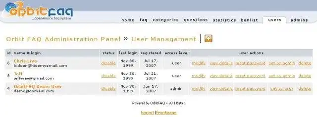 Download webtool of webapp Orbit FAQ