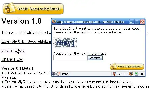 Загрузите веб-инструмент или веб-приложение Orbit SecureMyEmail