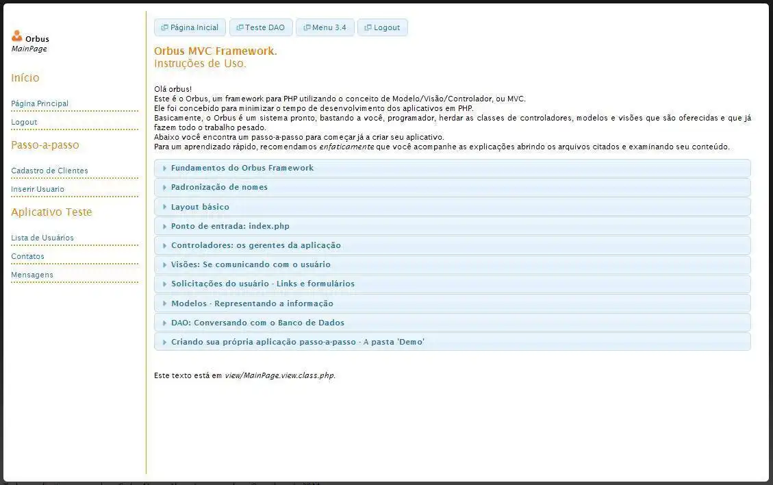 Web aracını veya web uygulamasını indirin Orbus MVC