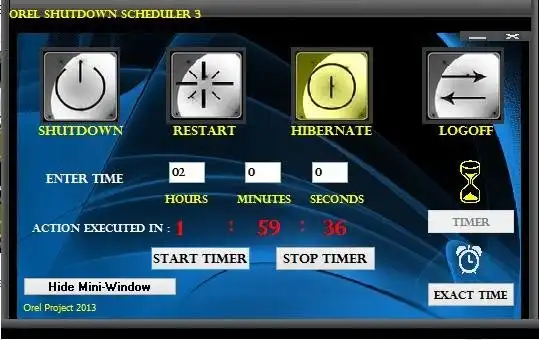 Descargue la herramienta web o la aplicación web Orel Shutdown Scheduler