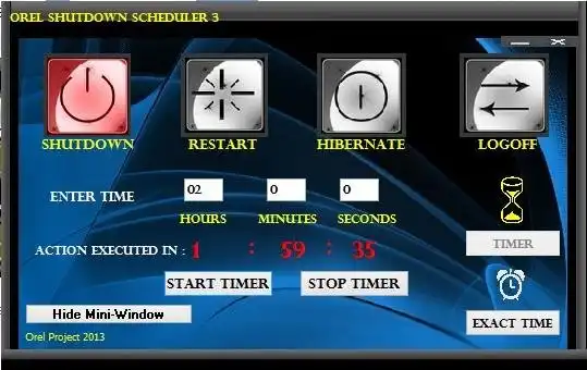 Descargue la herramienta web o la aplicación web Orel Shutdown Scheduler