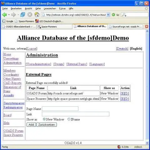 Download web tool or web app OSADS Alliance Database 