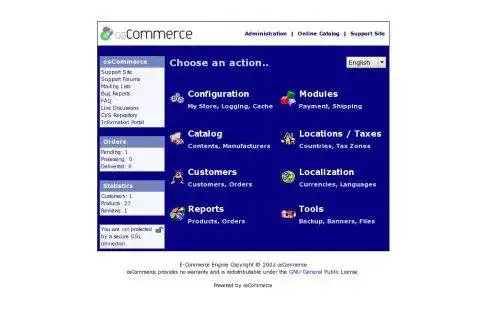 הורד כלי אינטרנט או אפליקציית אינטרנט osCommerce