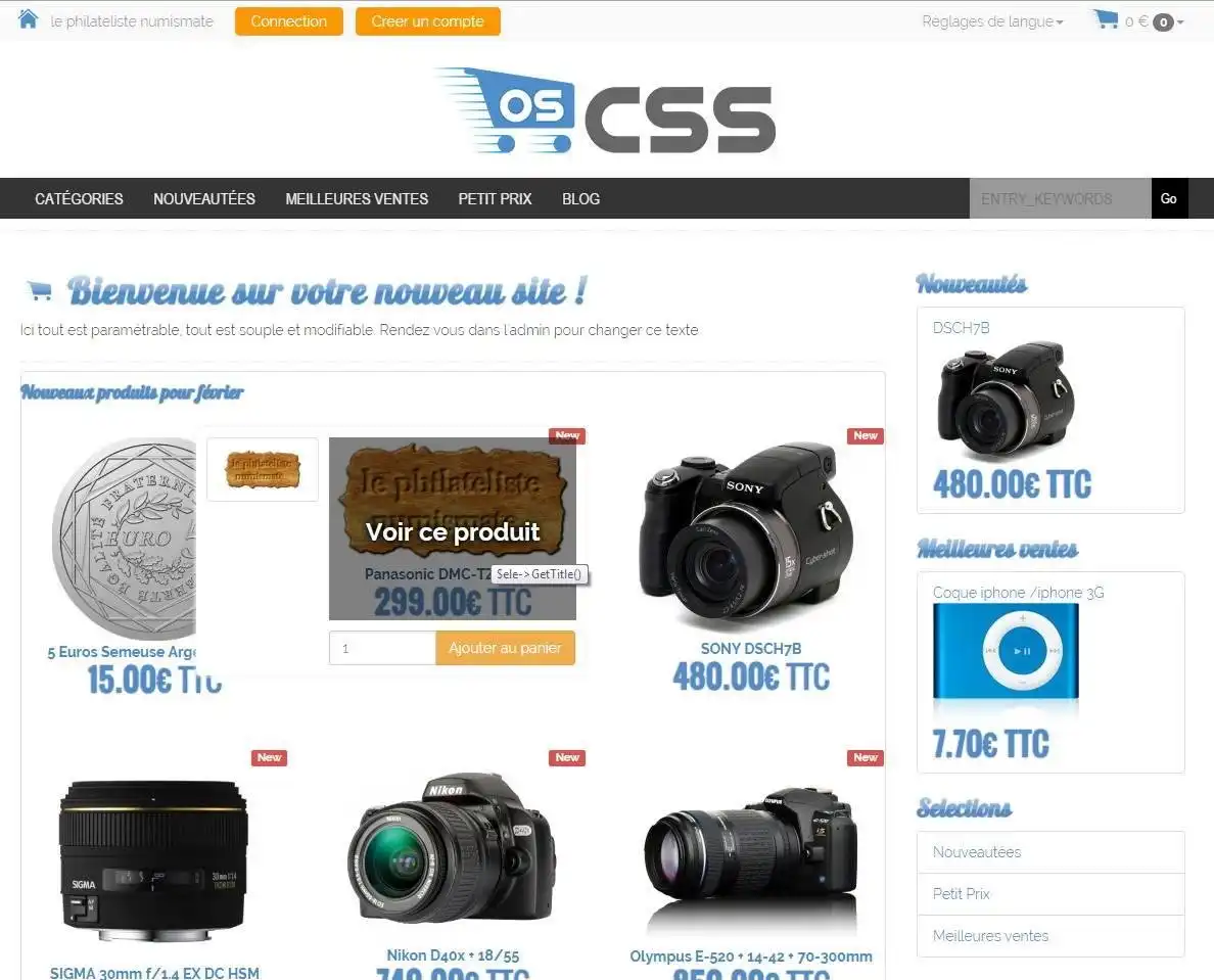 Descargue la herramienta web o la aplicación web osCSS E-Commerce Shopping Cart