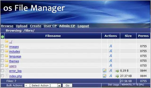 Download web tool or web app osFileManager PHP File Manager