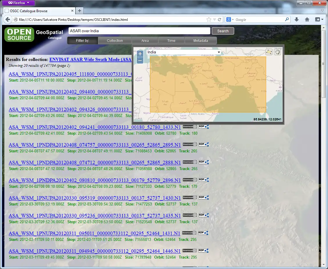 웹 도구 또는 웹 앱 다운로드 OSGC - OpenSource Geospatial Catalog