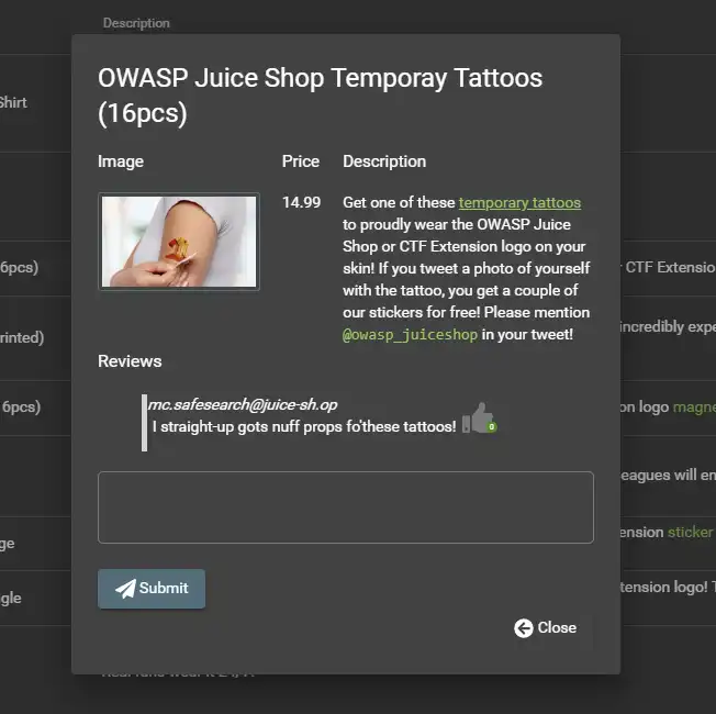 Download webtool of webapp OWASP Juice Shop