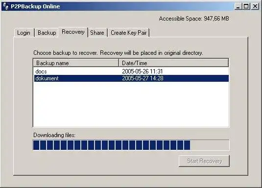 Download web tool or web app P2PBackup