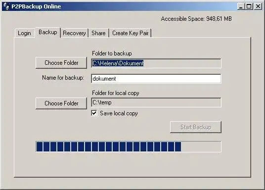 Download web tool or web app P2PBackup
