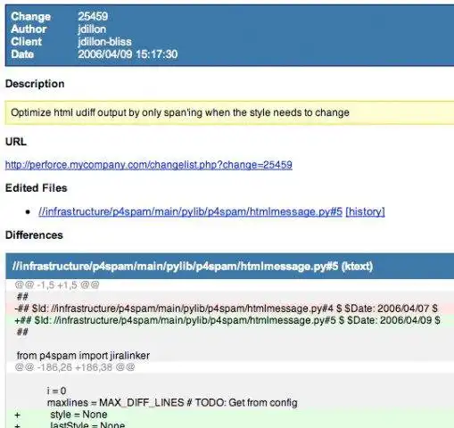 Download web tool or web app P4Spam: Perforce change review daemon
