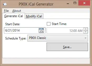 Download web tool or web app P90X iCal Generator