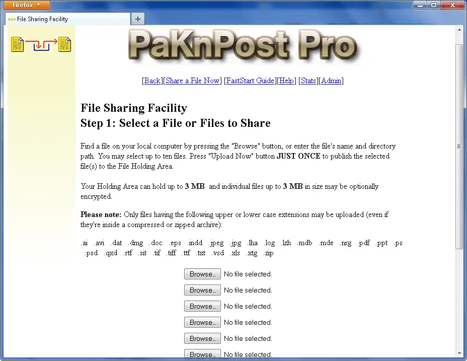 Scarica lo strumento web o l'app web PaKnPosT Pro File Sharing Facility