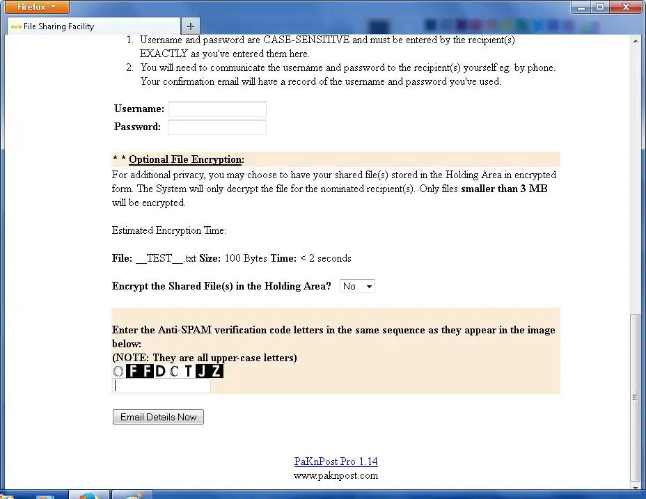 Descargue la herramienta web o la aplicación web PaKnPosT Pro File Sharing Facility