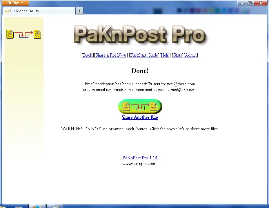 Scarica lo strumento web o l'app web PaKnPosT Pro File Sharing Facility