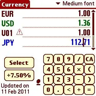Download web tool or web app PalmOS Currency Converter