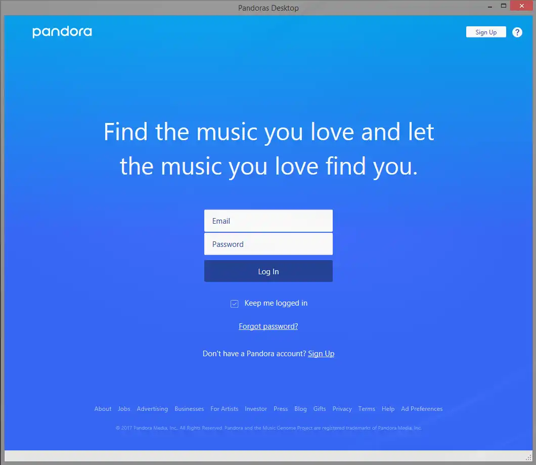 Download web tool or web app Pandoras Desktop