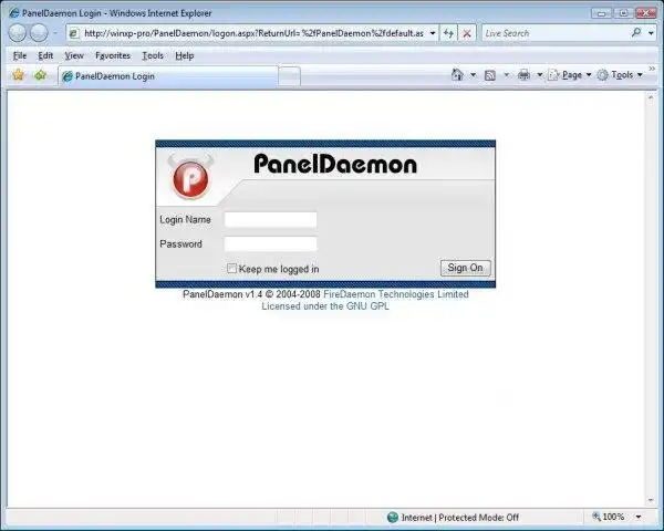 Завантажте веб-інструмент або веб-програму PanelDaemon