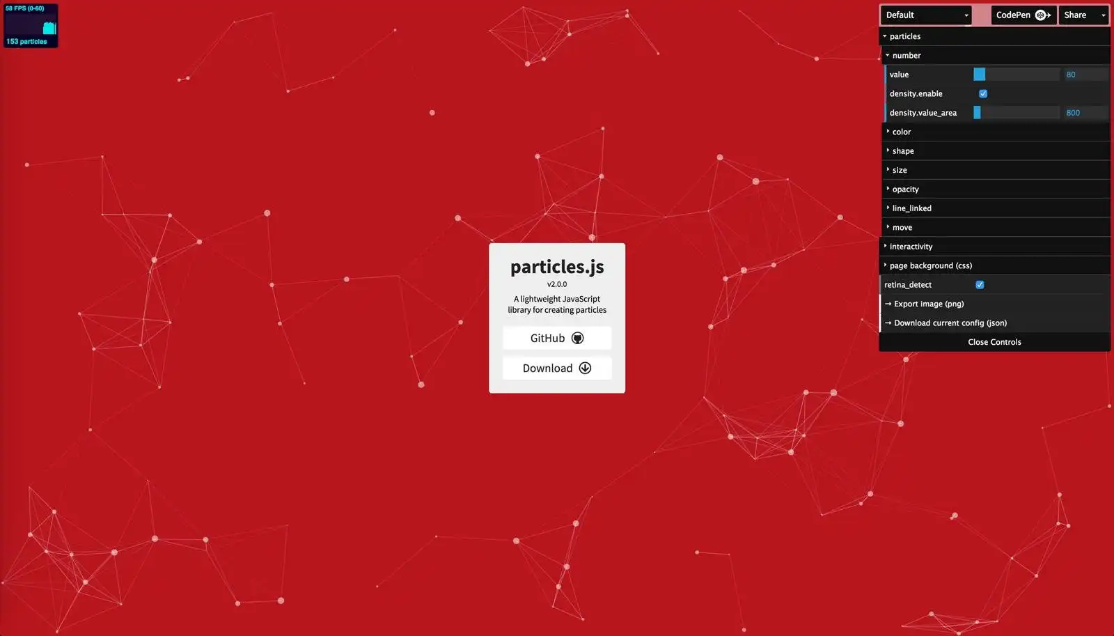 Download web tool or web app particles.js