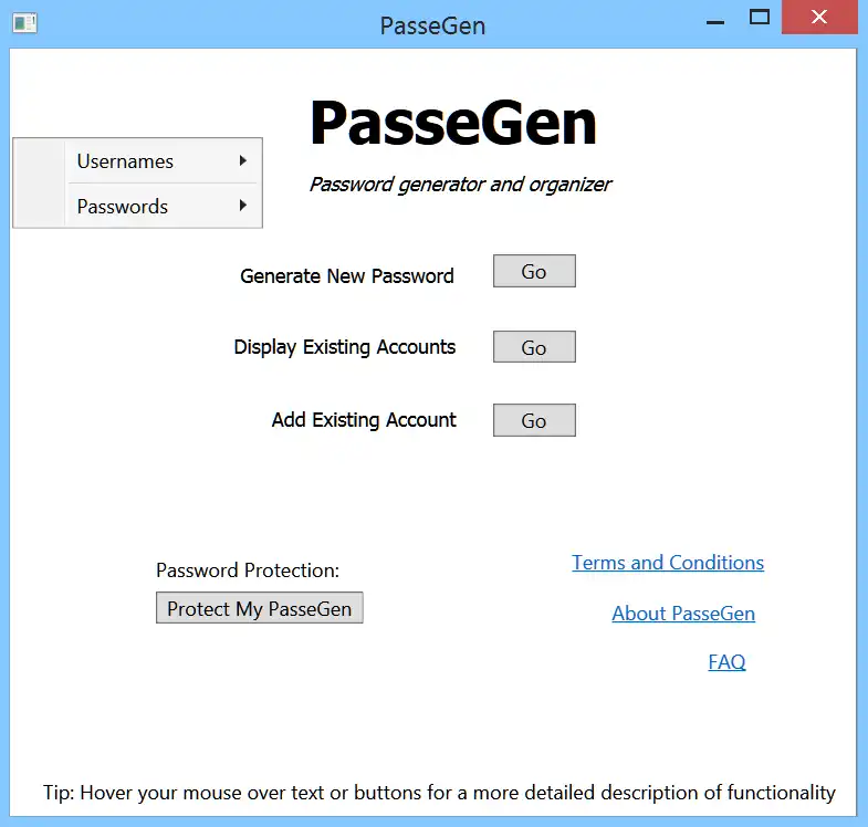 Загрузите веб-инструмент или веб-приложение PasseGen