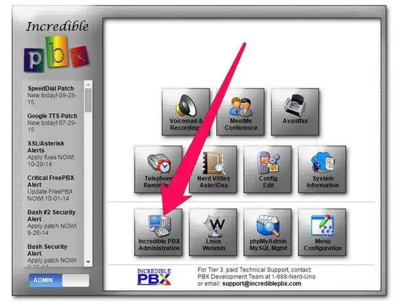Web ツールまたは Web アプリをダウンロード PBXinaFlash 3/ IncrediblePBX