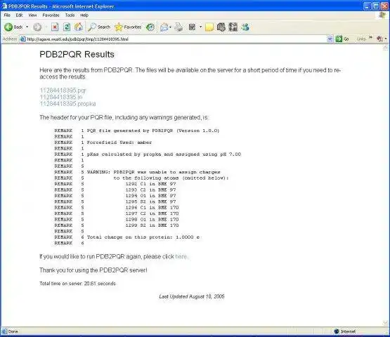 Download de webtool of web-app PDB2PQR om online in Windows via Linux online te draaien