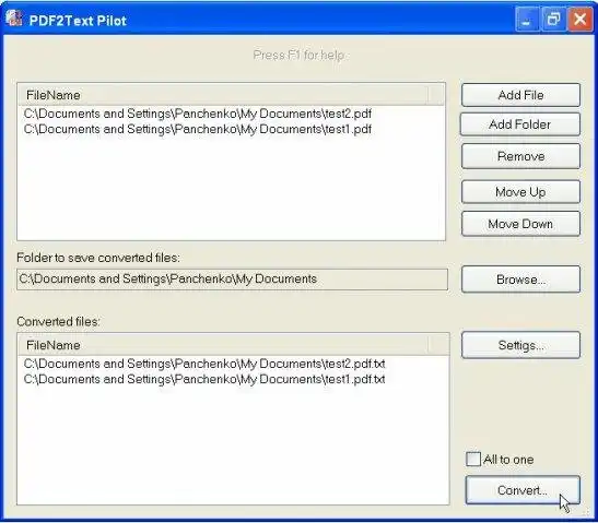 Download web tool or web app PDF2Text Pilot