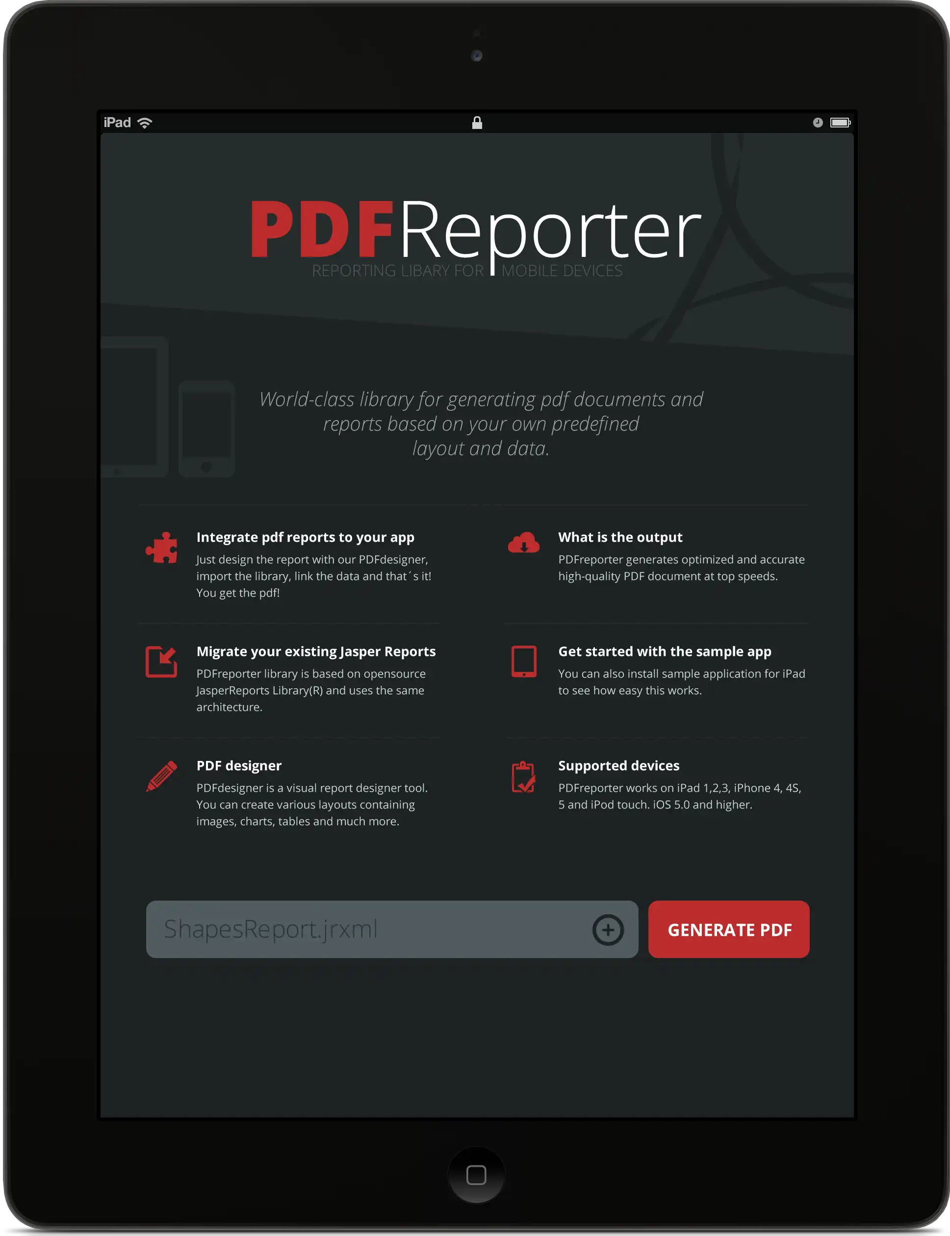 Descargue la herramienta web o la aplicación web PDFReporter