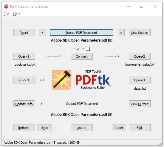 Download web tool or web app PDFtk Bookmarks Editor