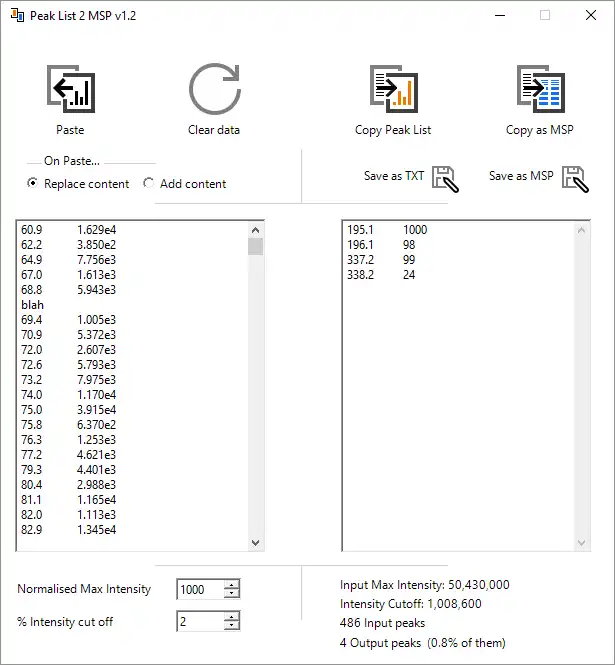 Download web tool or web app Peak List 2 MSP