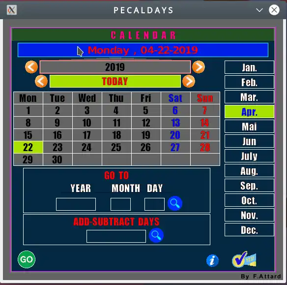 Download web tool or web app PECALDAYS