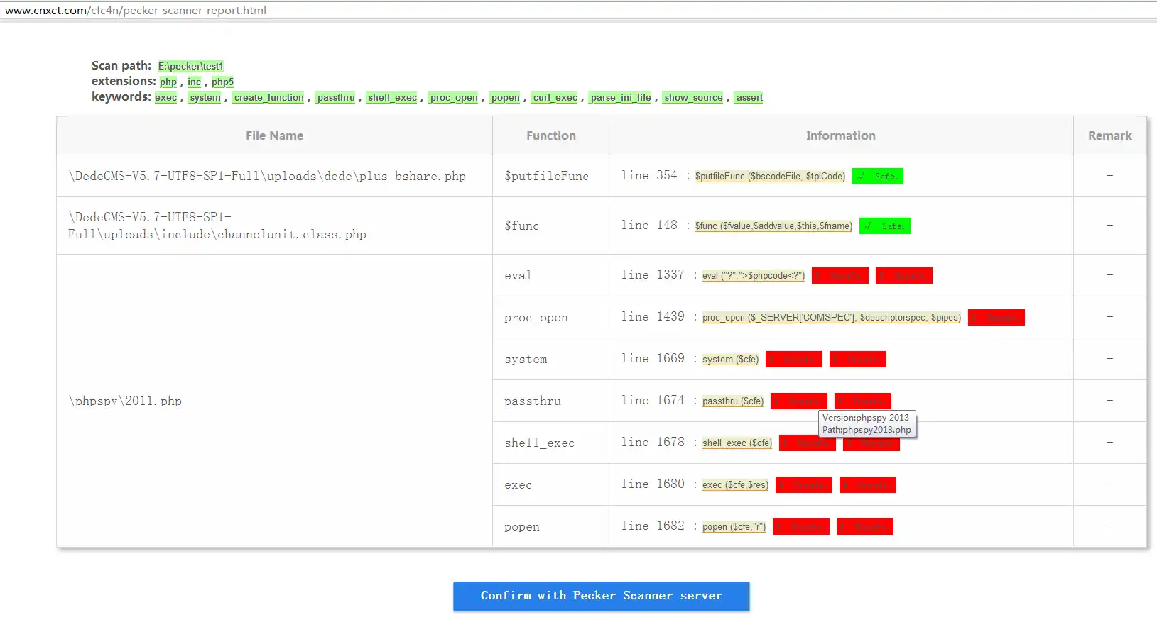 Download web tool or web app Pecker Scanner