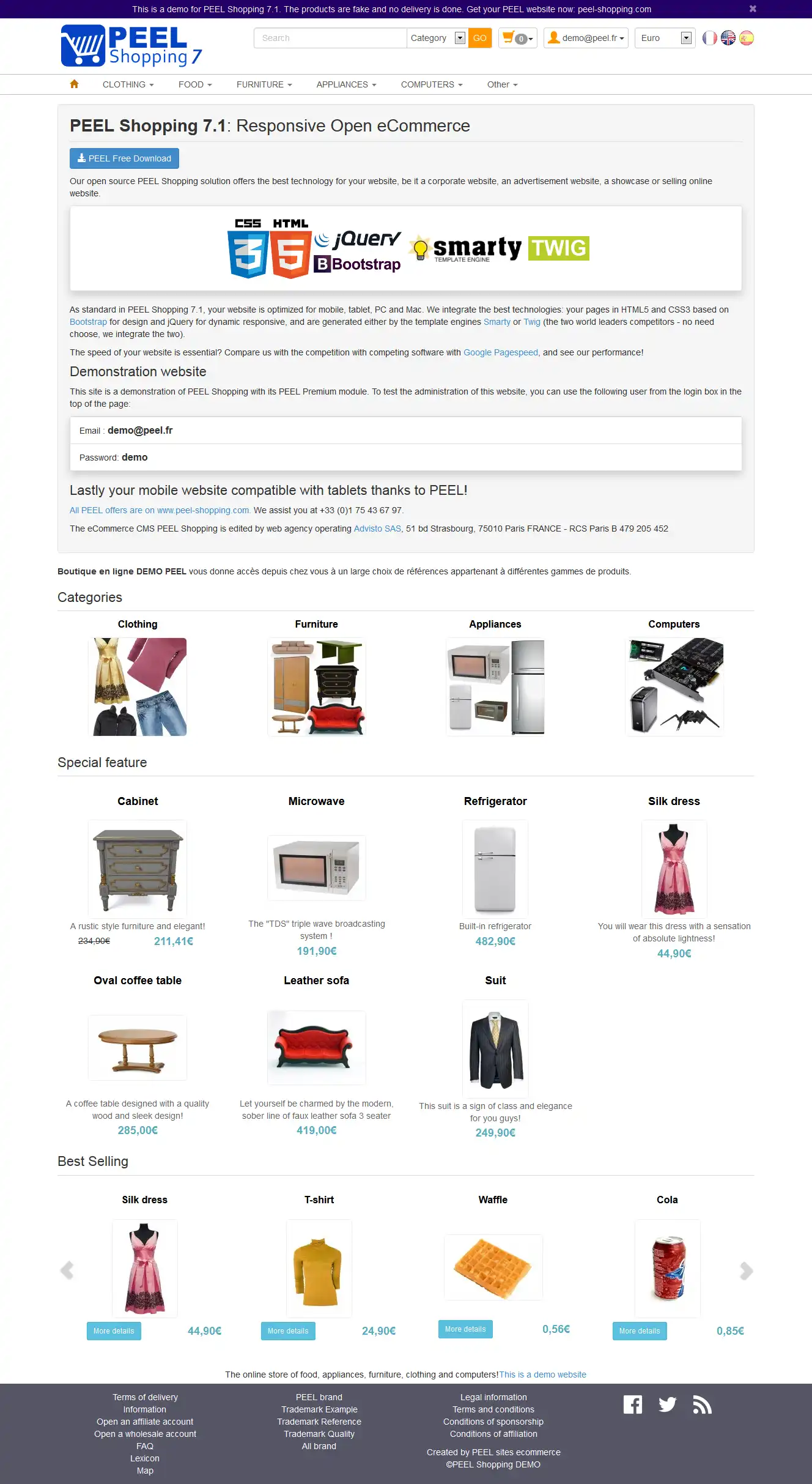 Download web tool or web app PEEL Shopping : eCommerce shopping cart