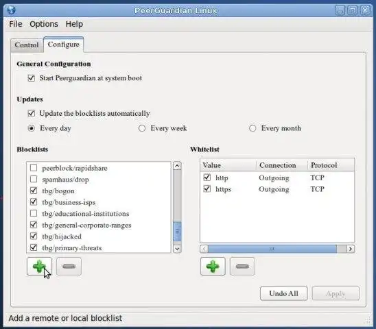 Download web tool or web app PeerGuardian and MoBlock Debian packages