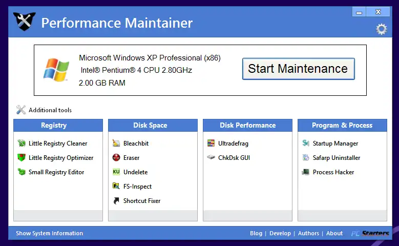 Download web tool or web app Performance Maintainer