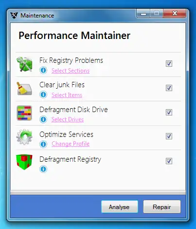 Download web tool or web app Performance Maintainer