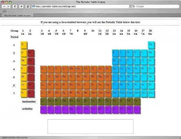 Download web tool or web app Periodic Table Java Applet