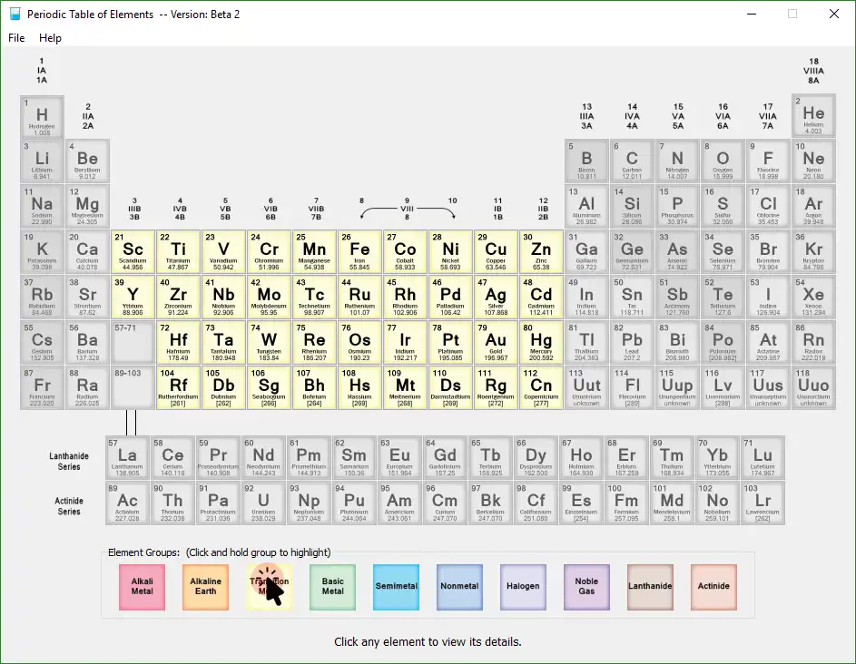 Download web tool or web app Periodic Table of Elements