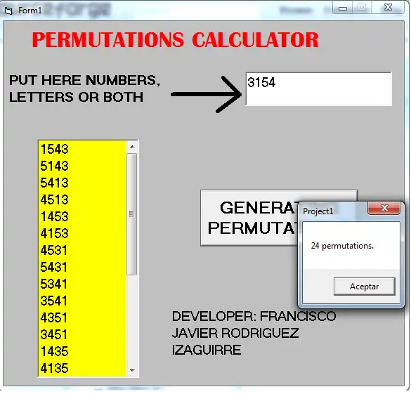 Download web tool or web app Permutations Calculator