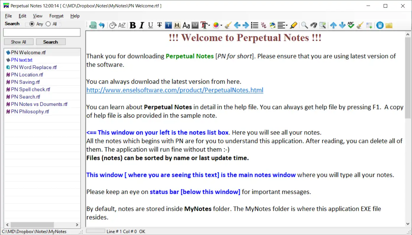 Download web tool or web app Perpetual Notes